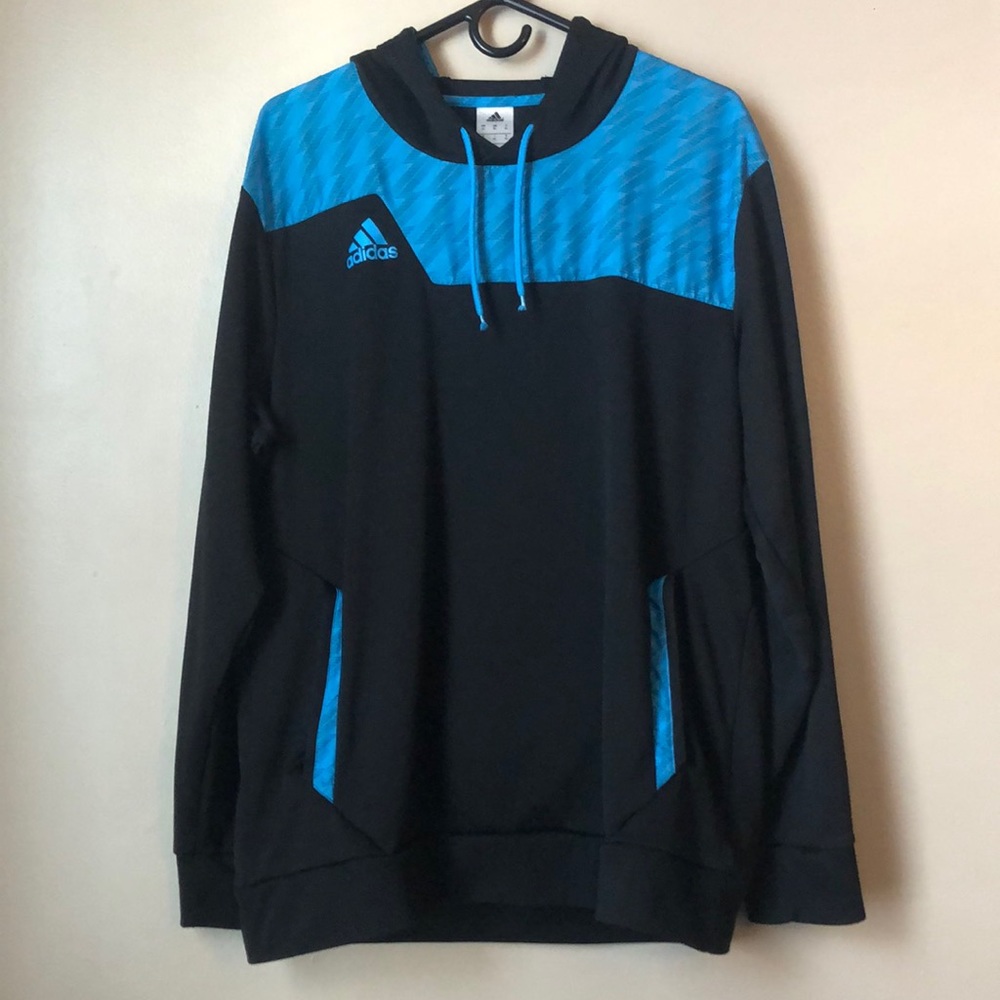 Adidas, Size XL, Black and blue long sleeve athletic hoodie